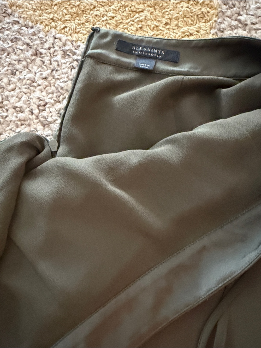 AllSaints Alexia Gathered Maxi Skirt Green Size 8 - Picture 4 of 5